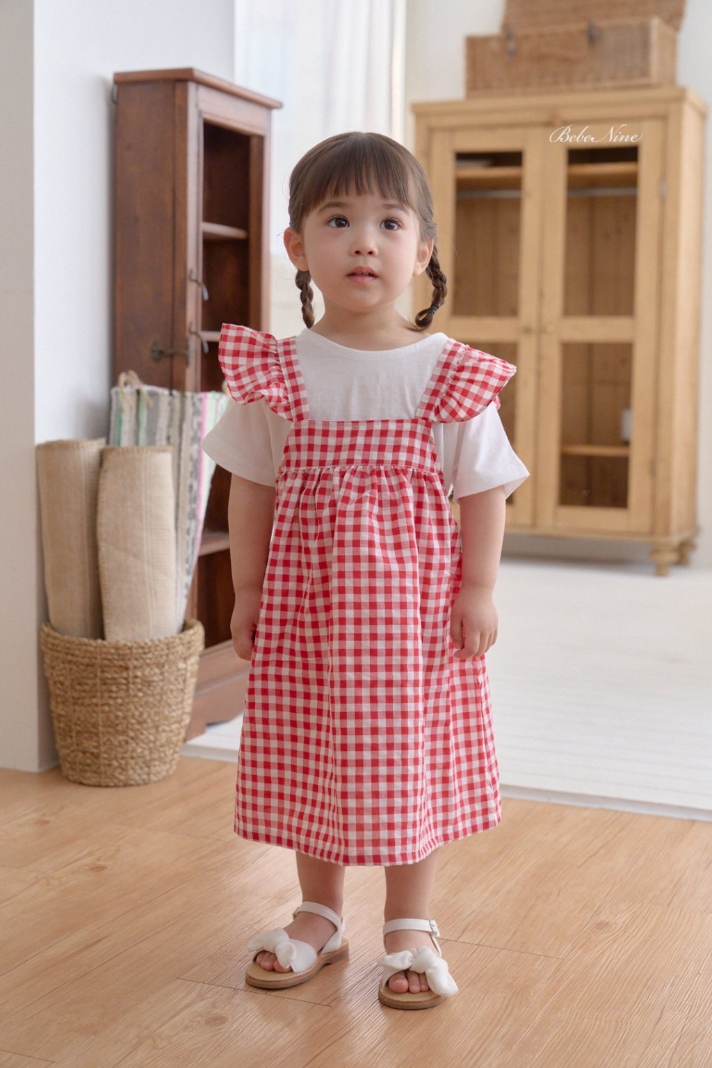 正韓夏bebenine 大方格交叉洋裝