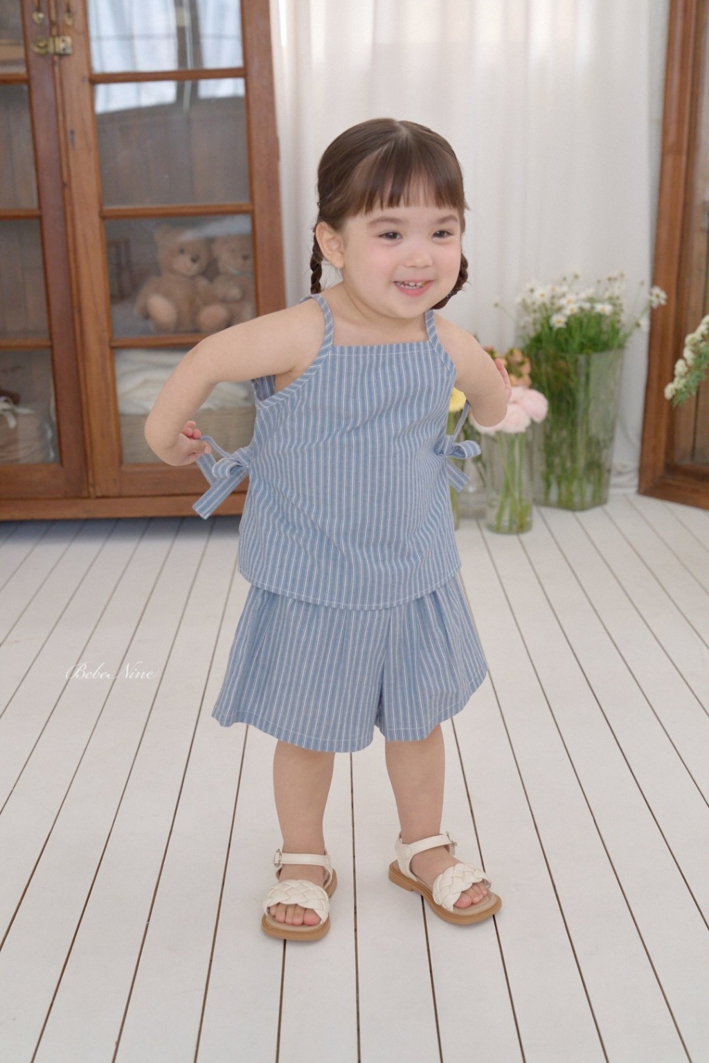 正韓夏bebenine 直條蝴蝶結綁帶套裝