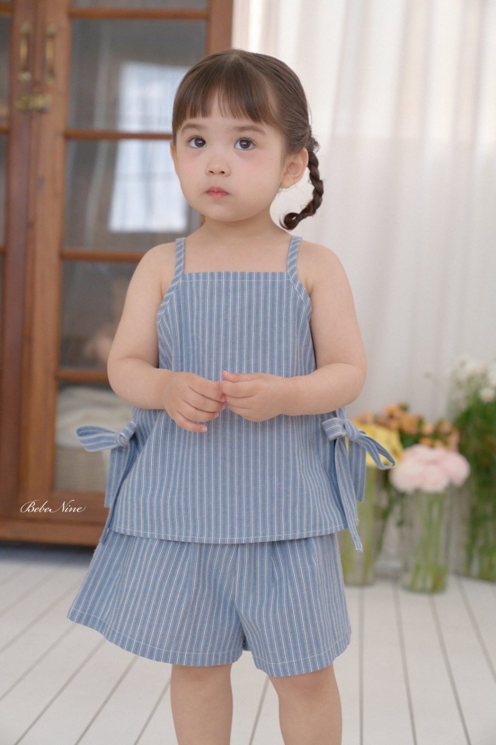 正韓夏bebenine 直條蝴蝶結綁帶套裝