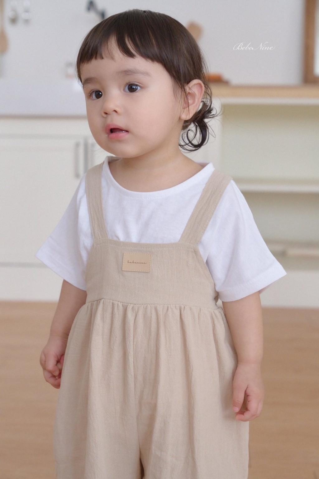 正韓夏bebenine 嫩嬰小標交叉吊帶寬褲