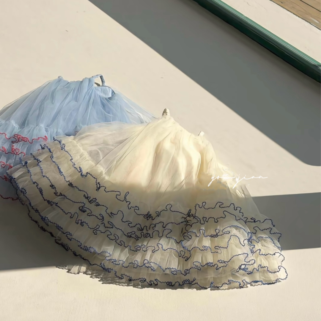 26夏 雲朵滾邊紗裙（兩色）