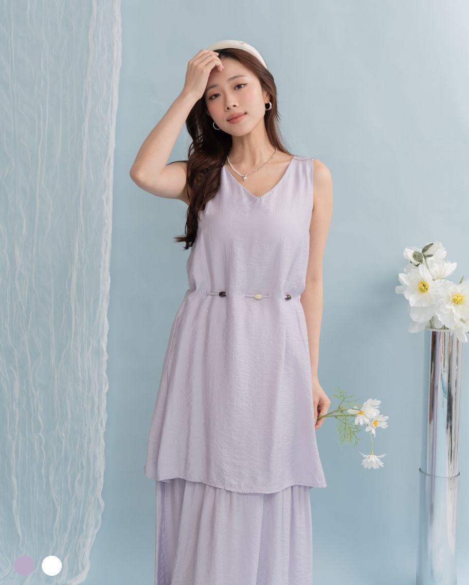 溫柔氣質雙層綁帶洋裝