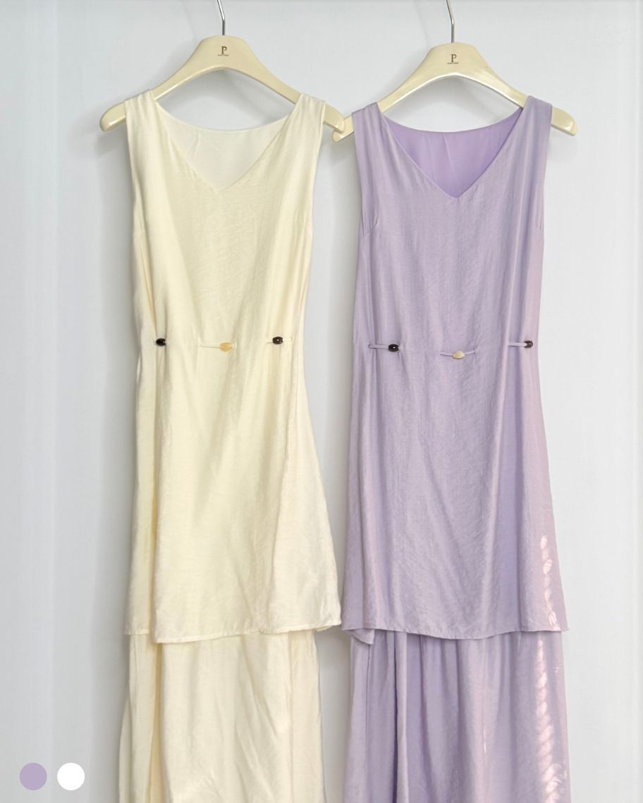 溫柔氣質雙層綁帶洋裝