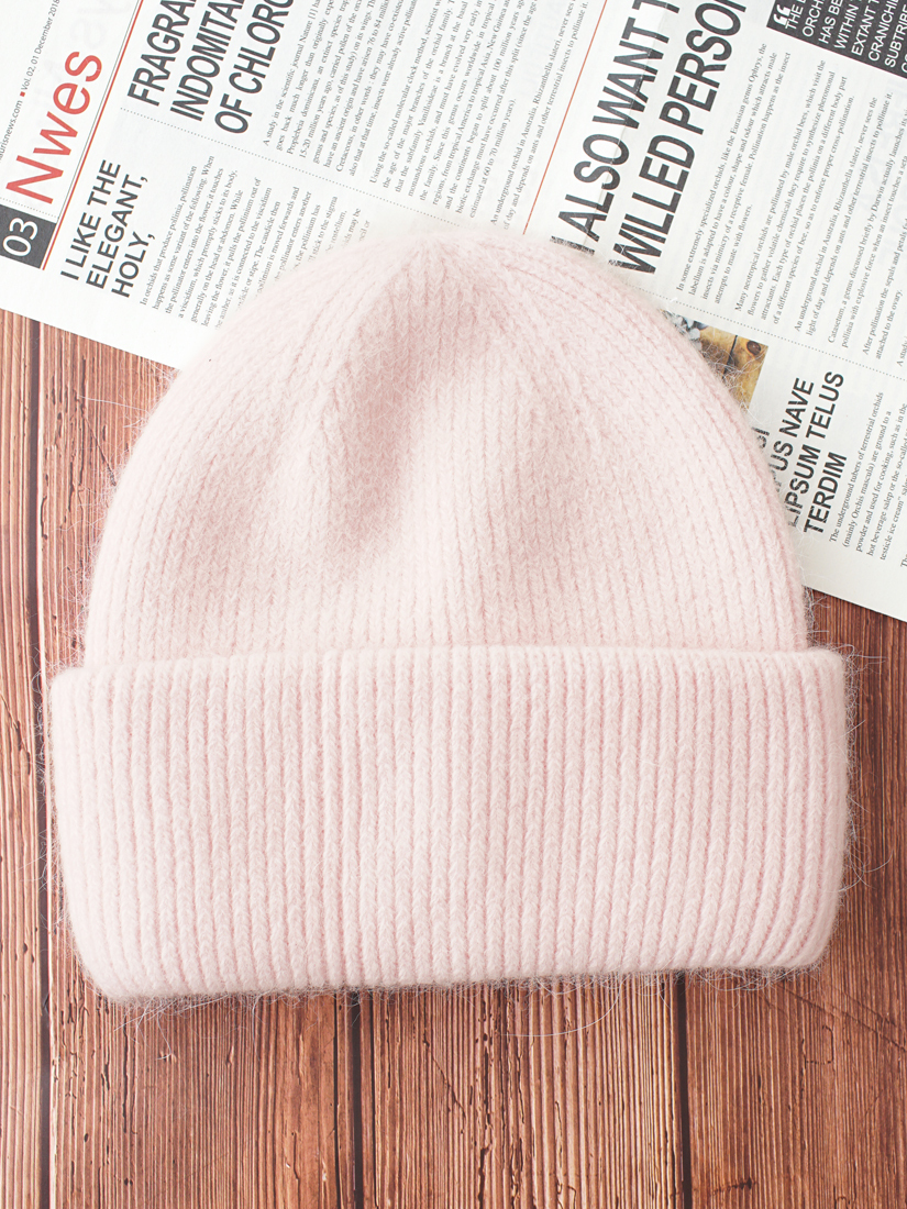 素面反摺毛線針織帽(6色)