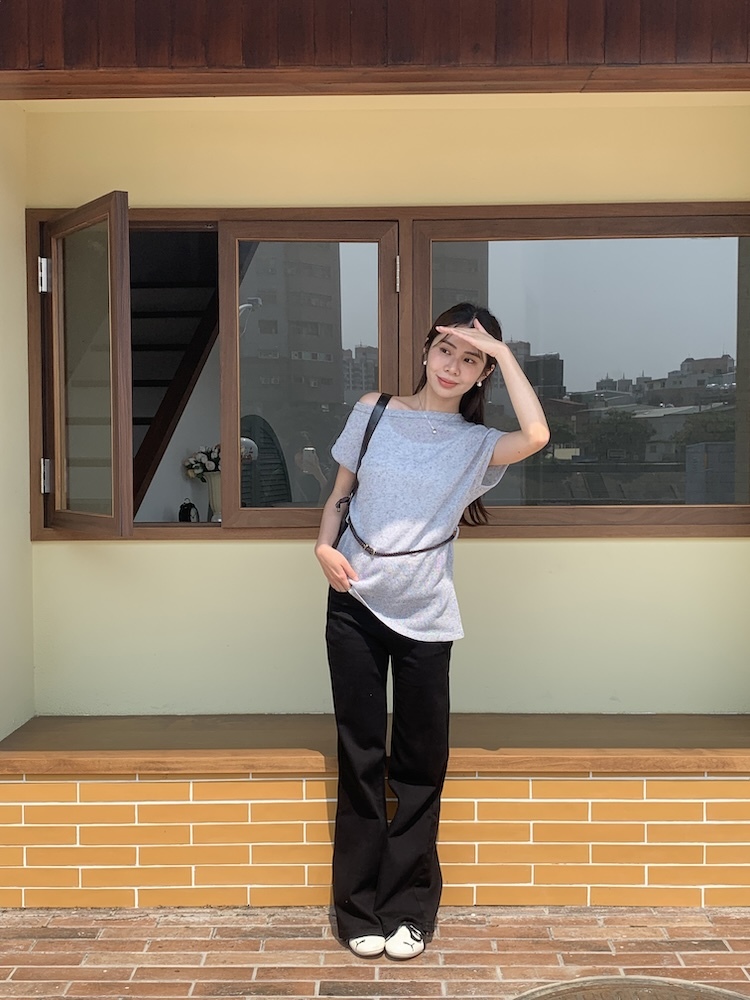 韓系簡約兩件式附皮帶