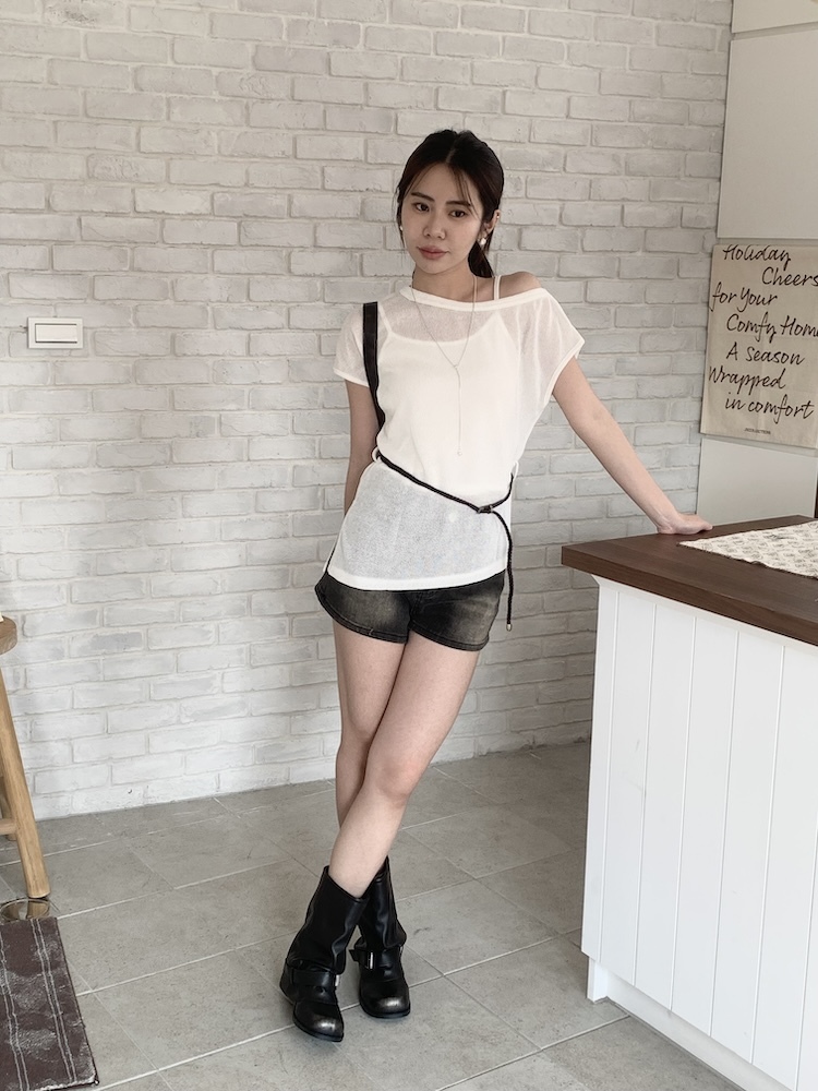 韓系簡約兩件式附皮帶