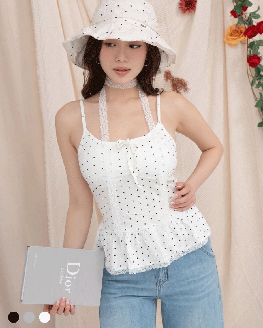 氣質波點荷葉下襬小可愛