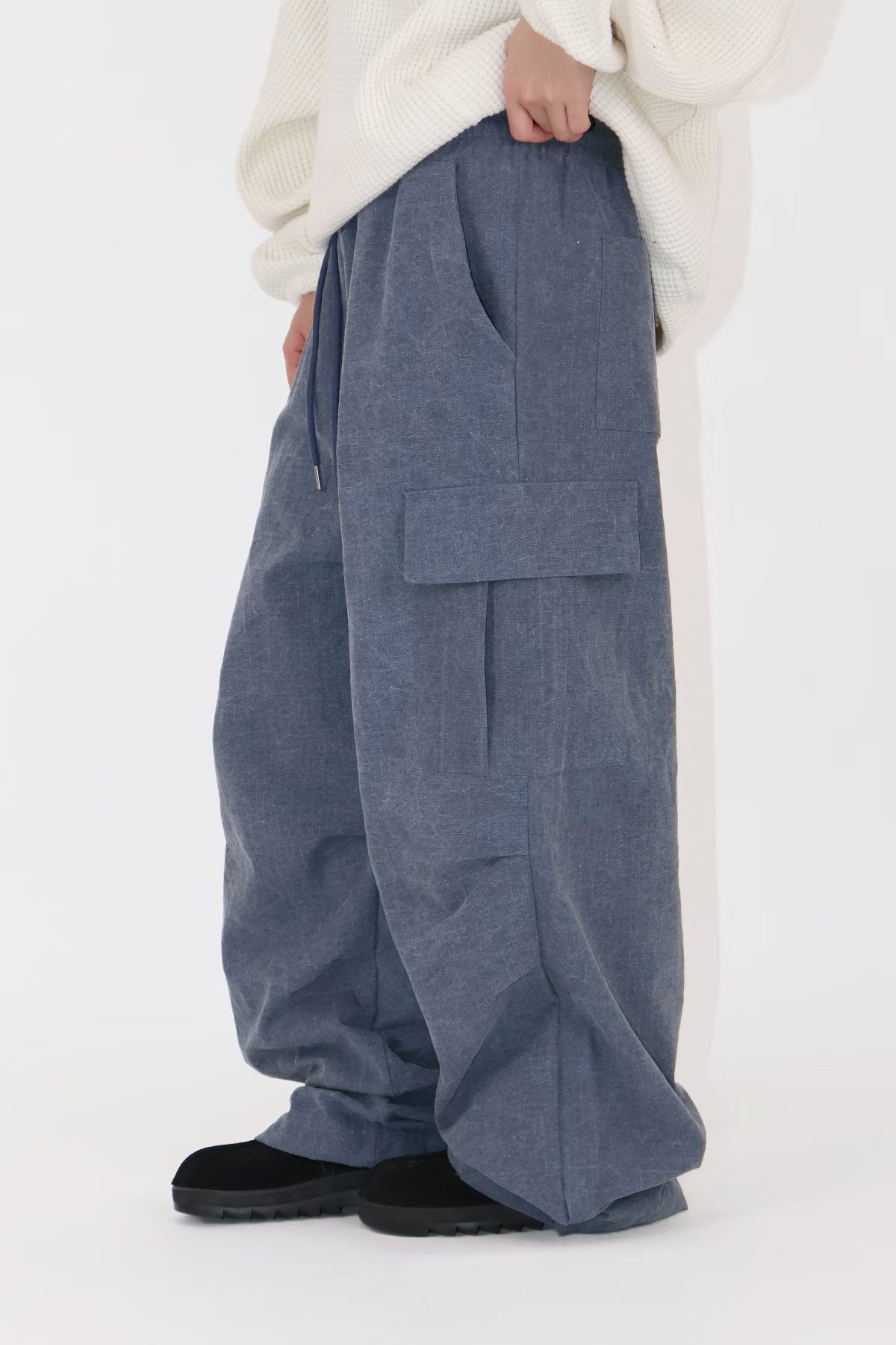 淨色可束腳工裝鬆身褲 Patin-002P