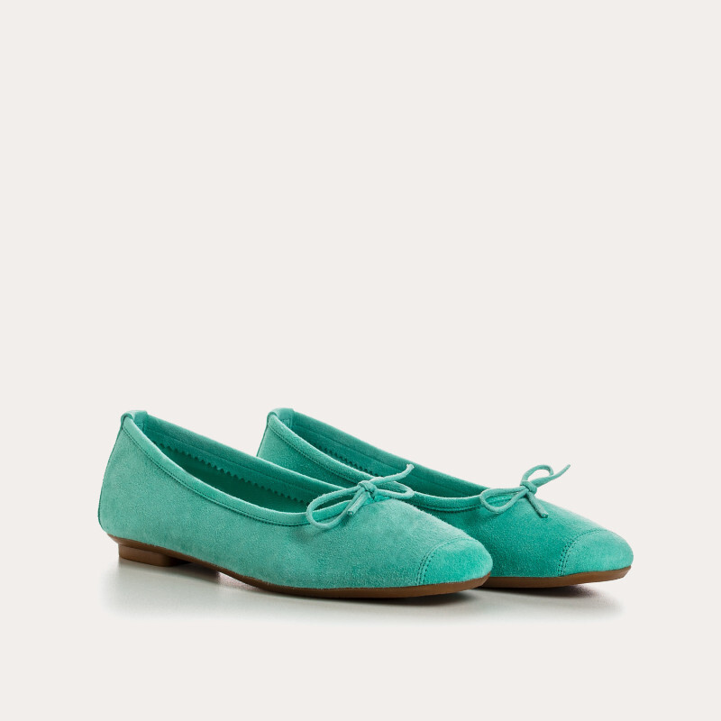 1RQ0416-004 [REQINS] Ballerines Harmony Cuir Velours CC AQUA #TT-00051 (EU)
