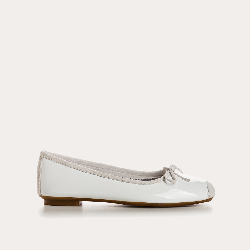 1RQ0416-034 [REQINS] Ballerines Harmony Vernis/Cuir Velours CC BLANC #TT-00057 (EU)