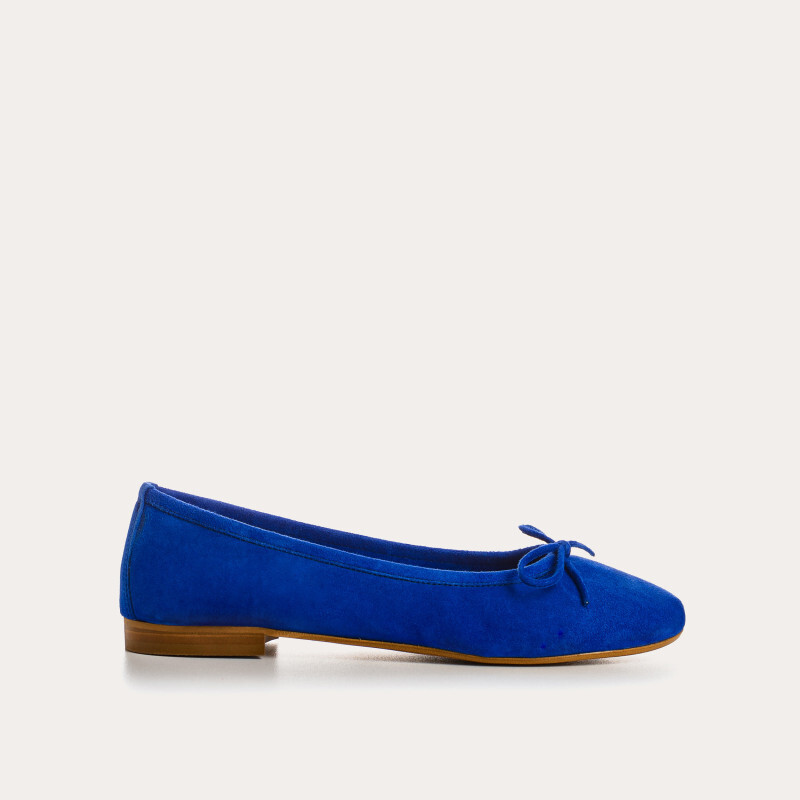 1RQ0416-088 [REQINS] BallerinesCarmen Cuir Velours CC BLEU ELECTRIQUE #TT-09600 (EU)