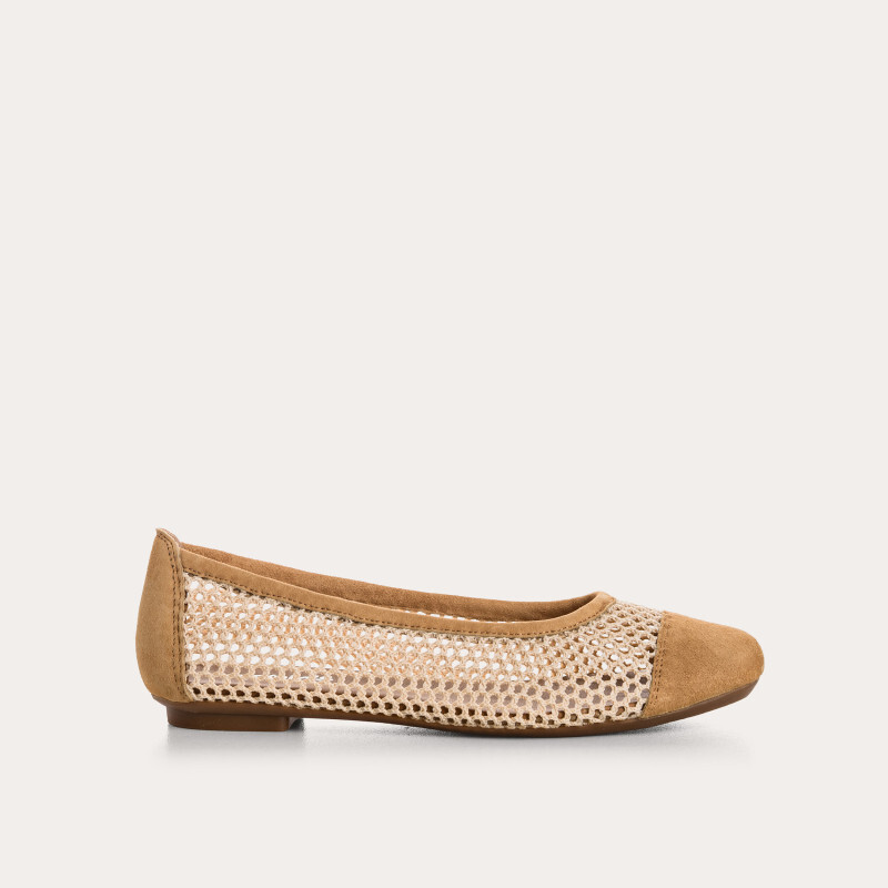 1RQ0416-127 [REQINS] Ballerines Halcine Tricot CAMEL #TT-10367 (EU)