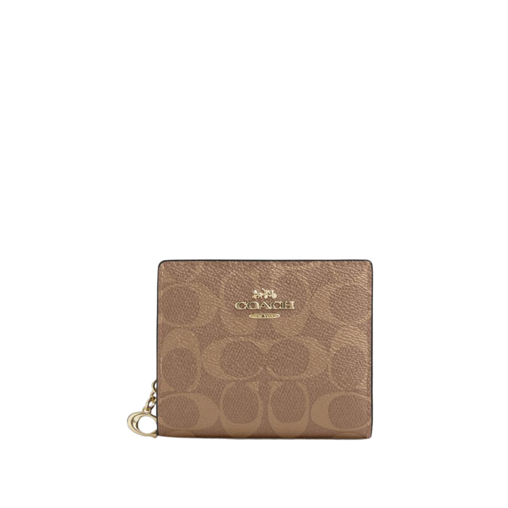 【Coach Outlet】Snap Wallet In Signature Canvas  咖