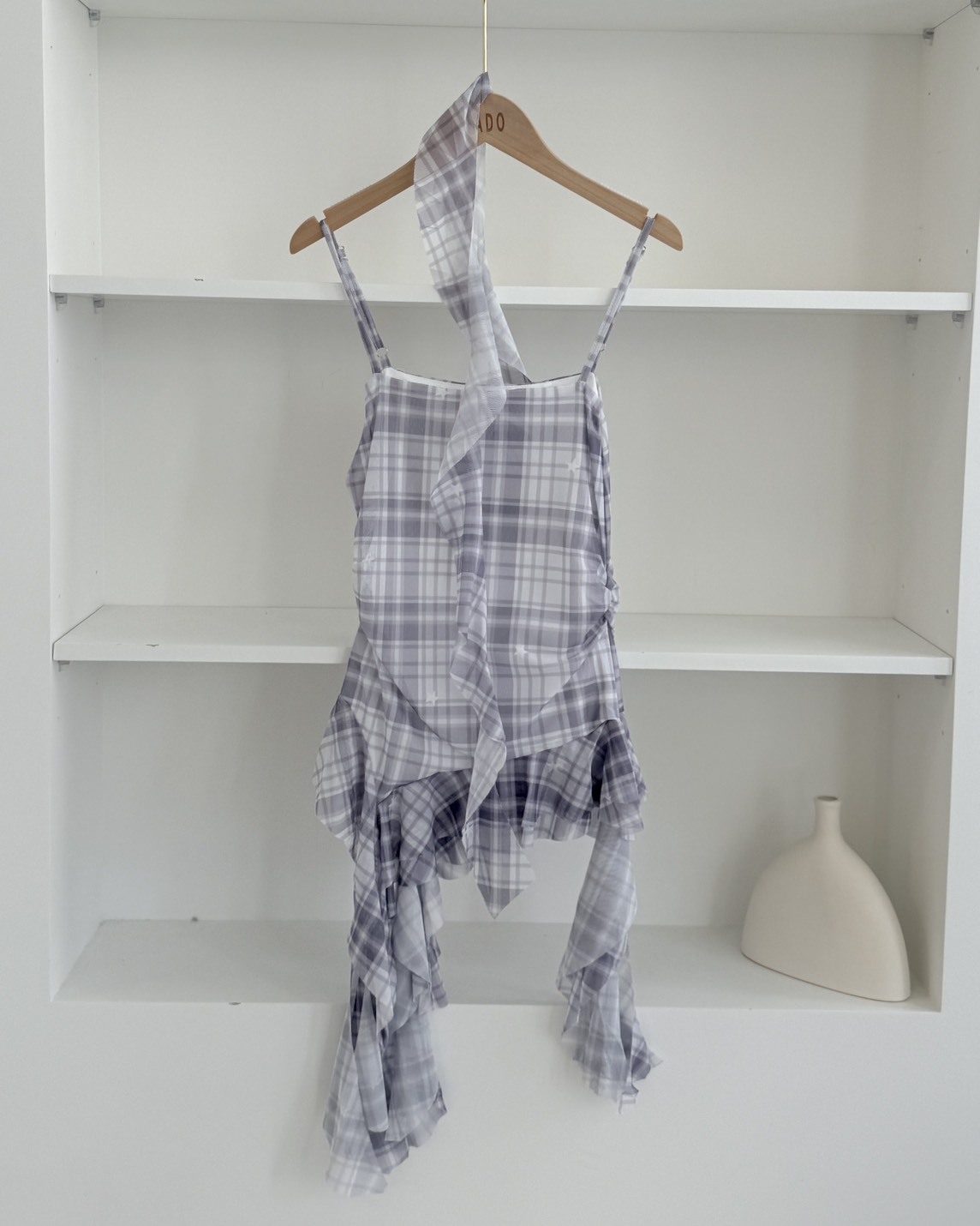 法朵Fado shop｜格紋星星不規則吊帶上衣 1705016 三色