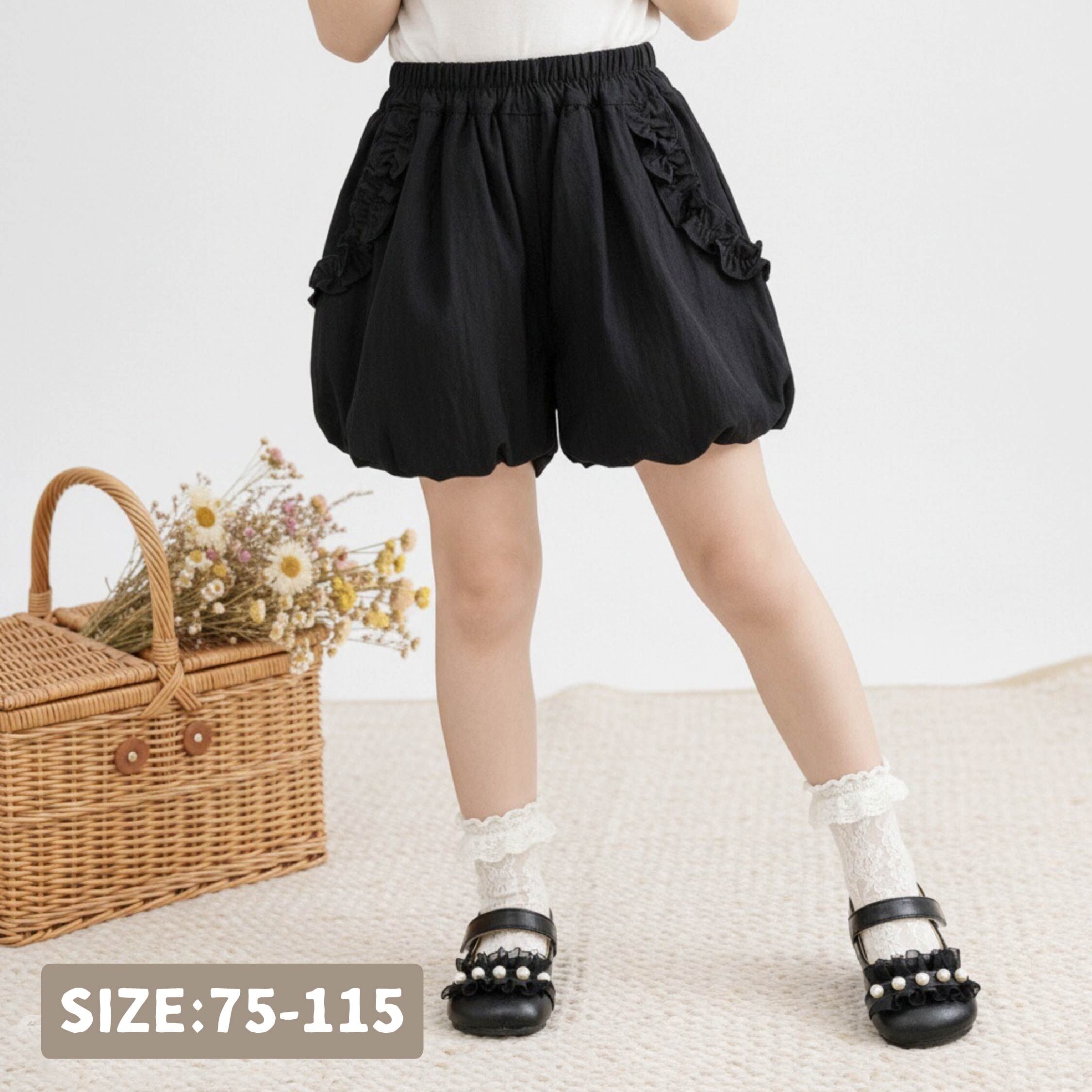 百搭荷葉邊設計舒適燈籠短褲 (H50472)