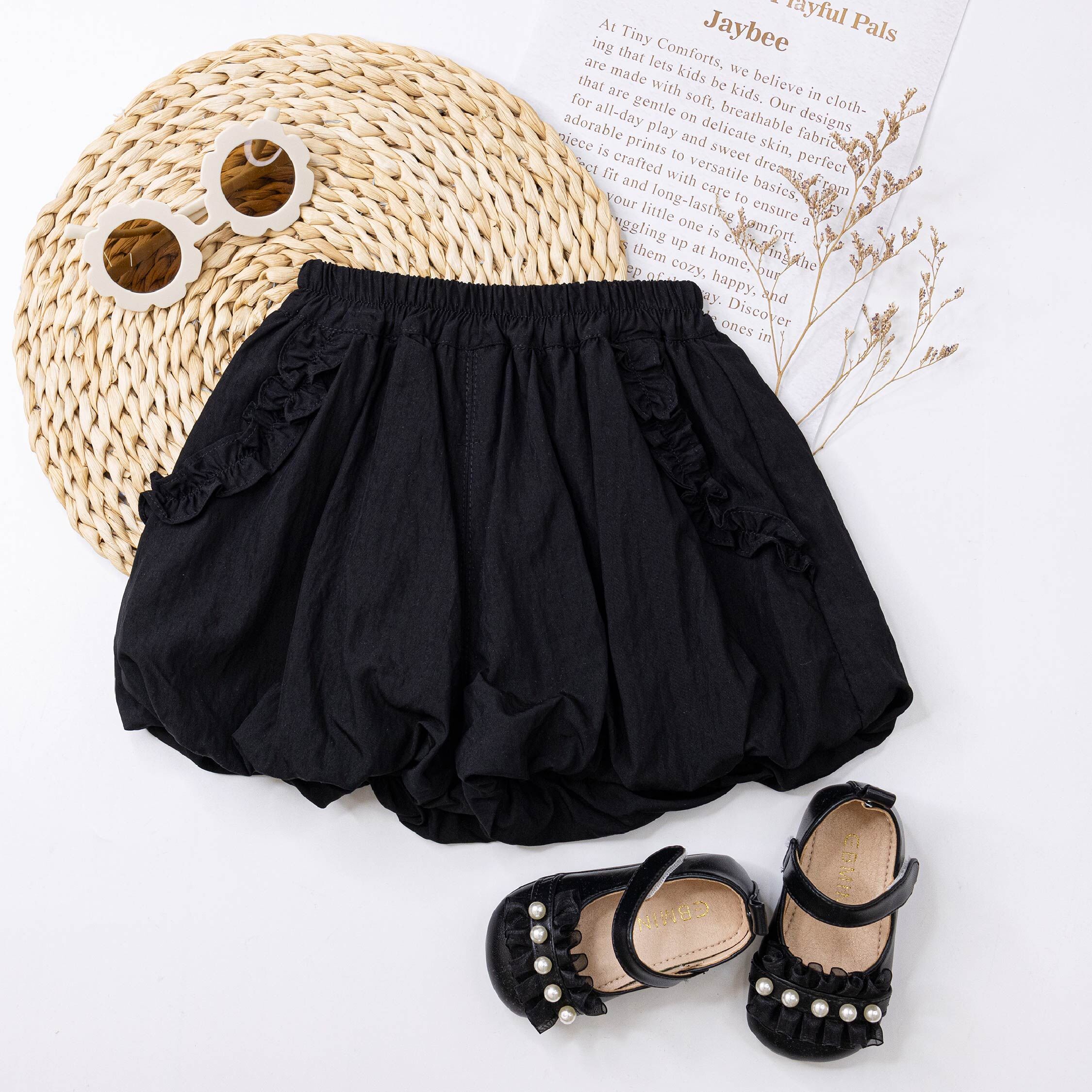 百搭荷葉邊設計舒適燈籠短褲 (H50472)