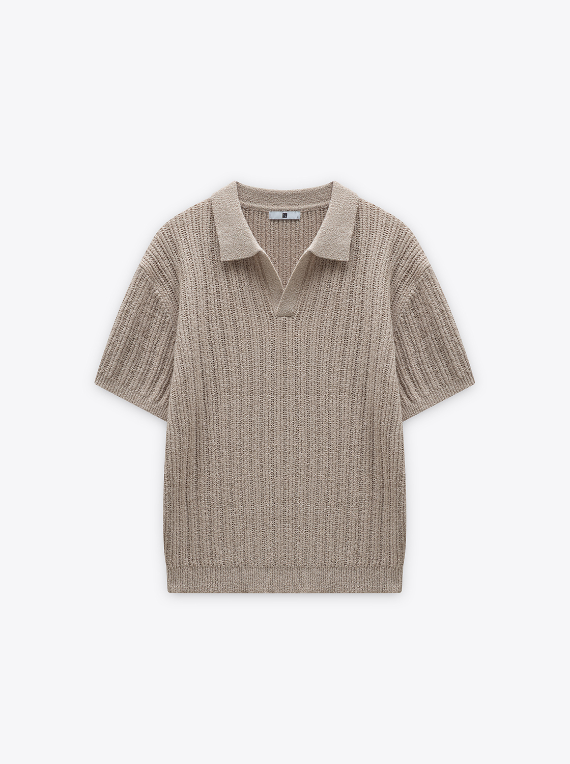 簍空肌理半開領毛織上衣