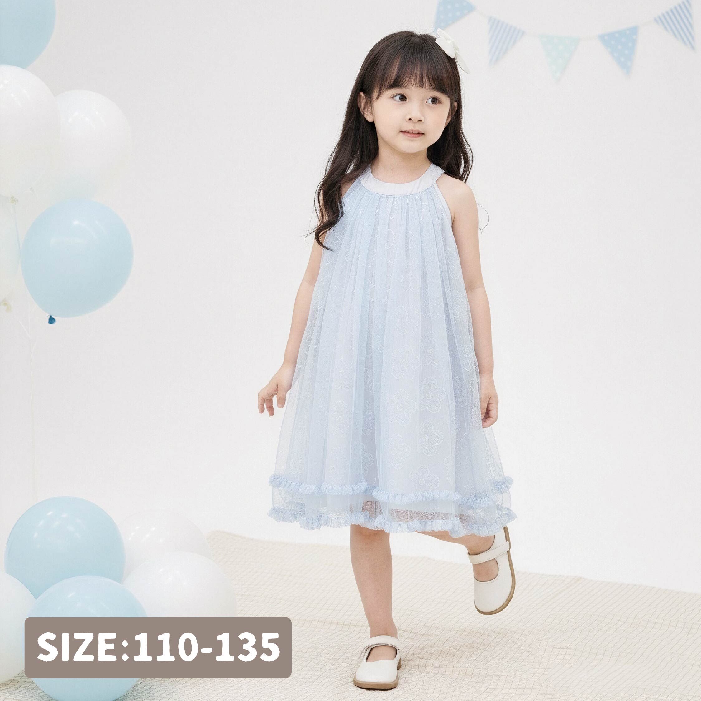 閃閃亮片花朵網紗洋裝＊二色 (H50601)