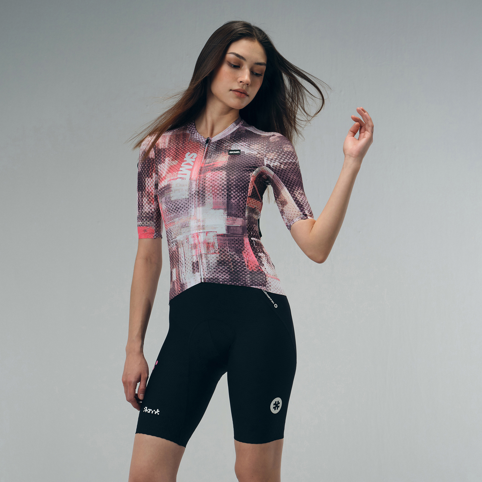 塵光粉色女款短車衣