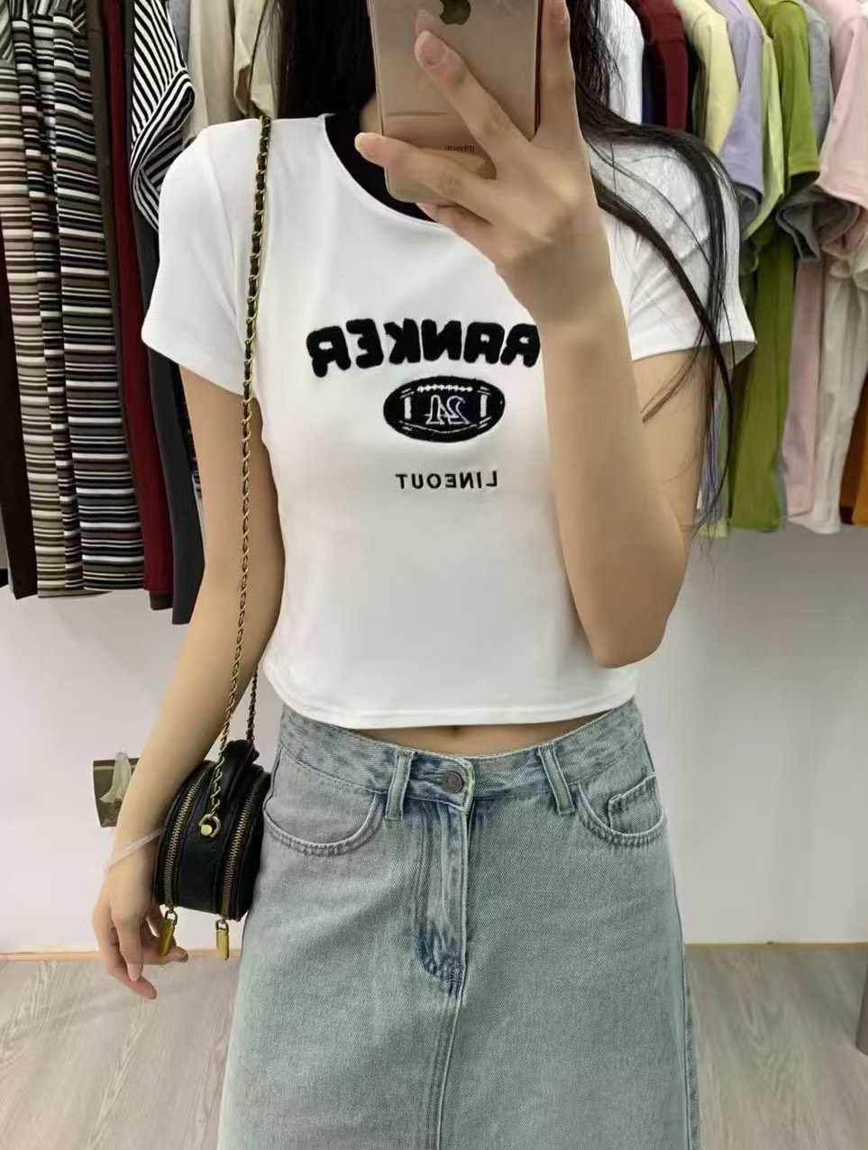 滾邊絨布橄欖球24棉質上衣