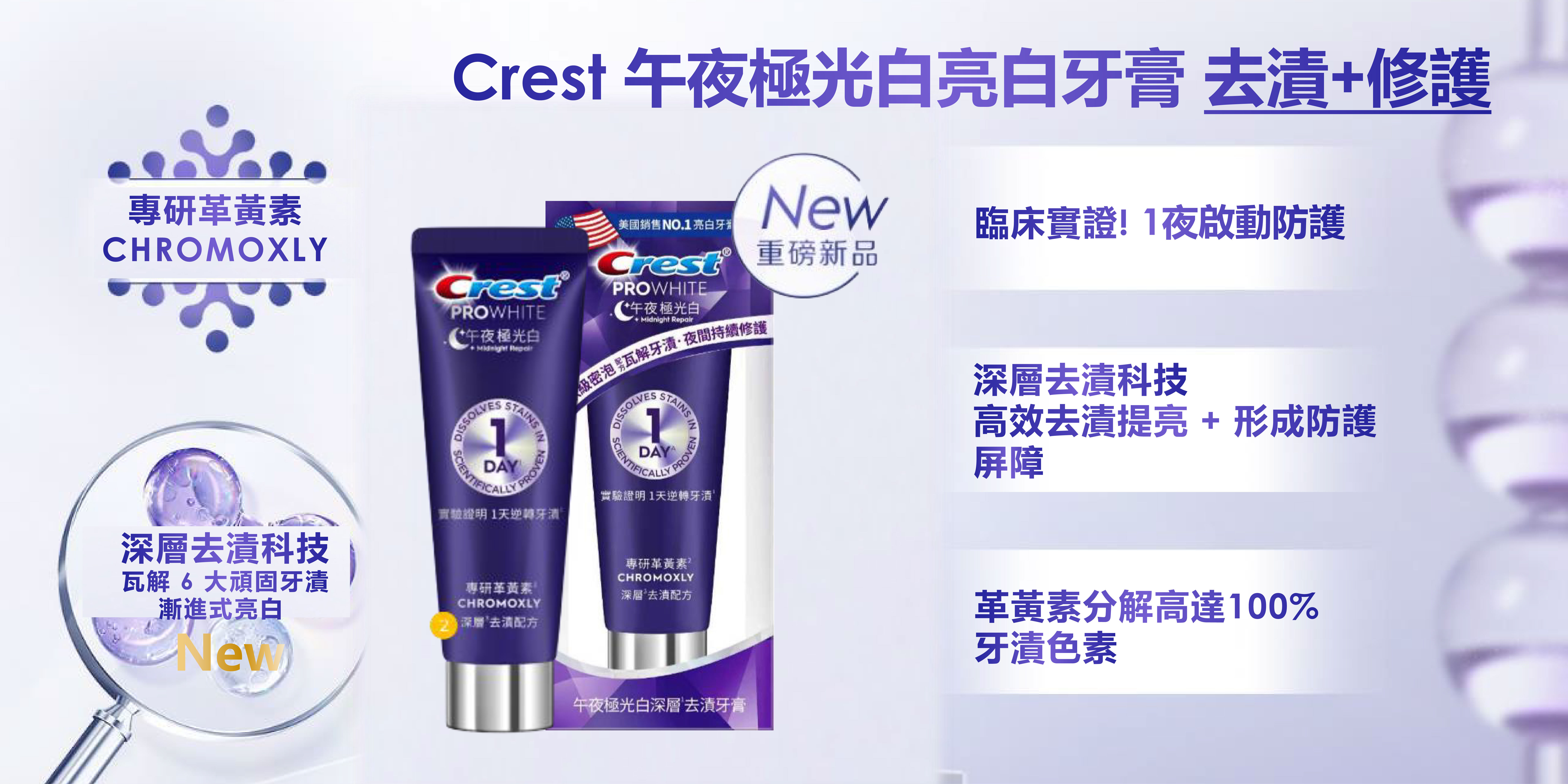 crest新品午夜極光自亮白牙膏新上市