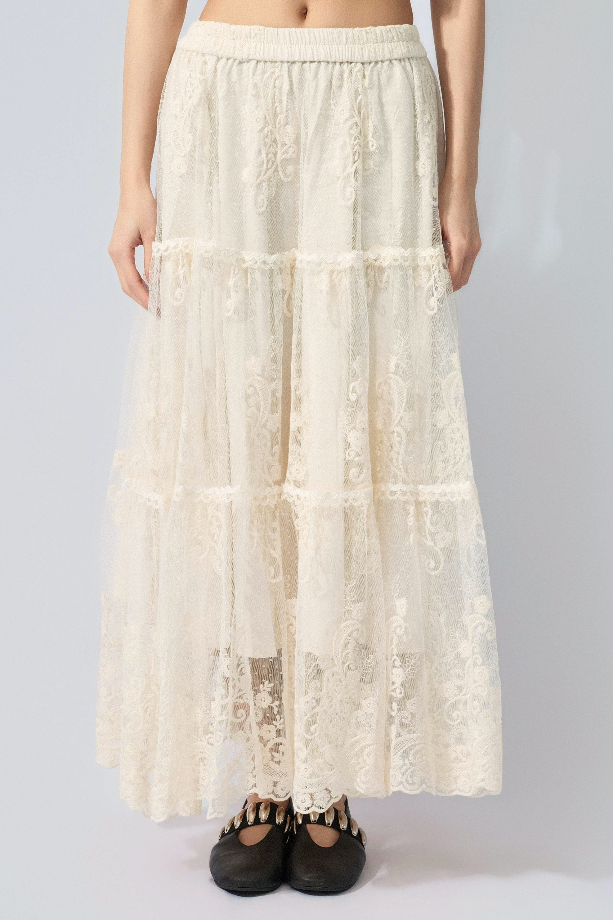 花邊腳刺繡波點網紗裙 (預購產品）