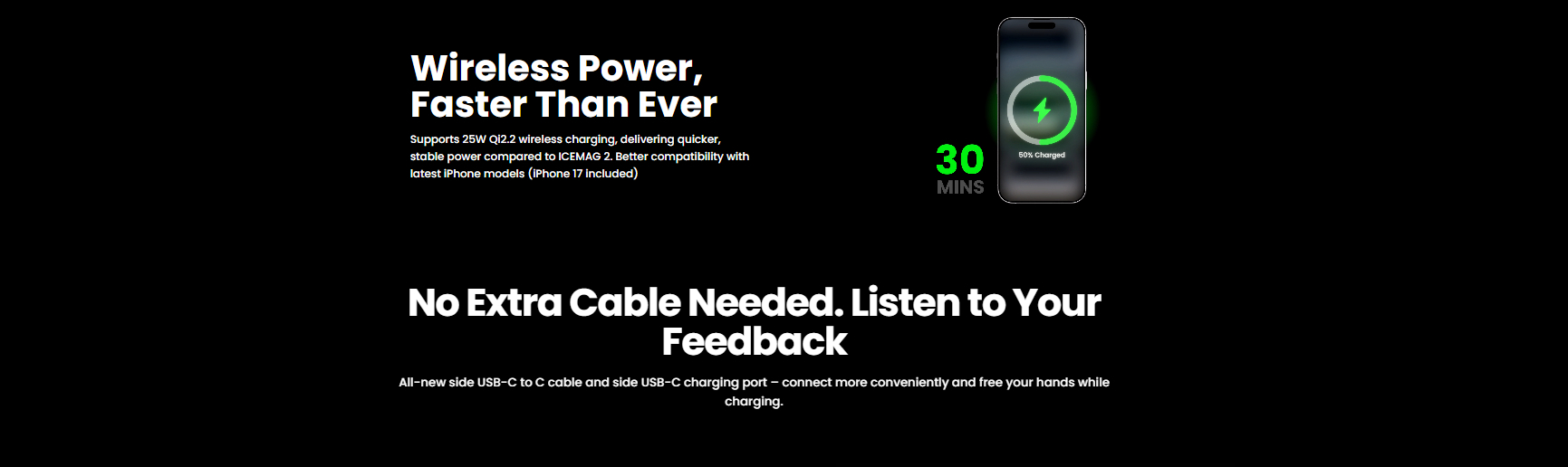 SHARGE ICEMAG 3|Qi2.2 無線磁吸行動電源 10000mAh|高效冷卻與25W快速充電