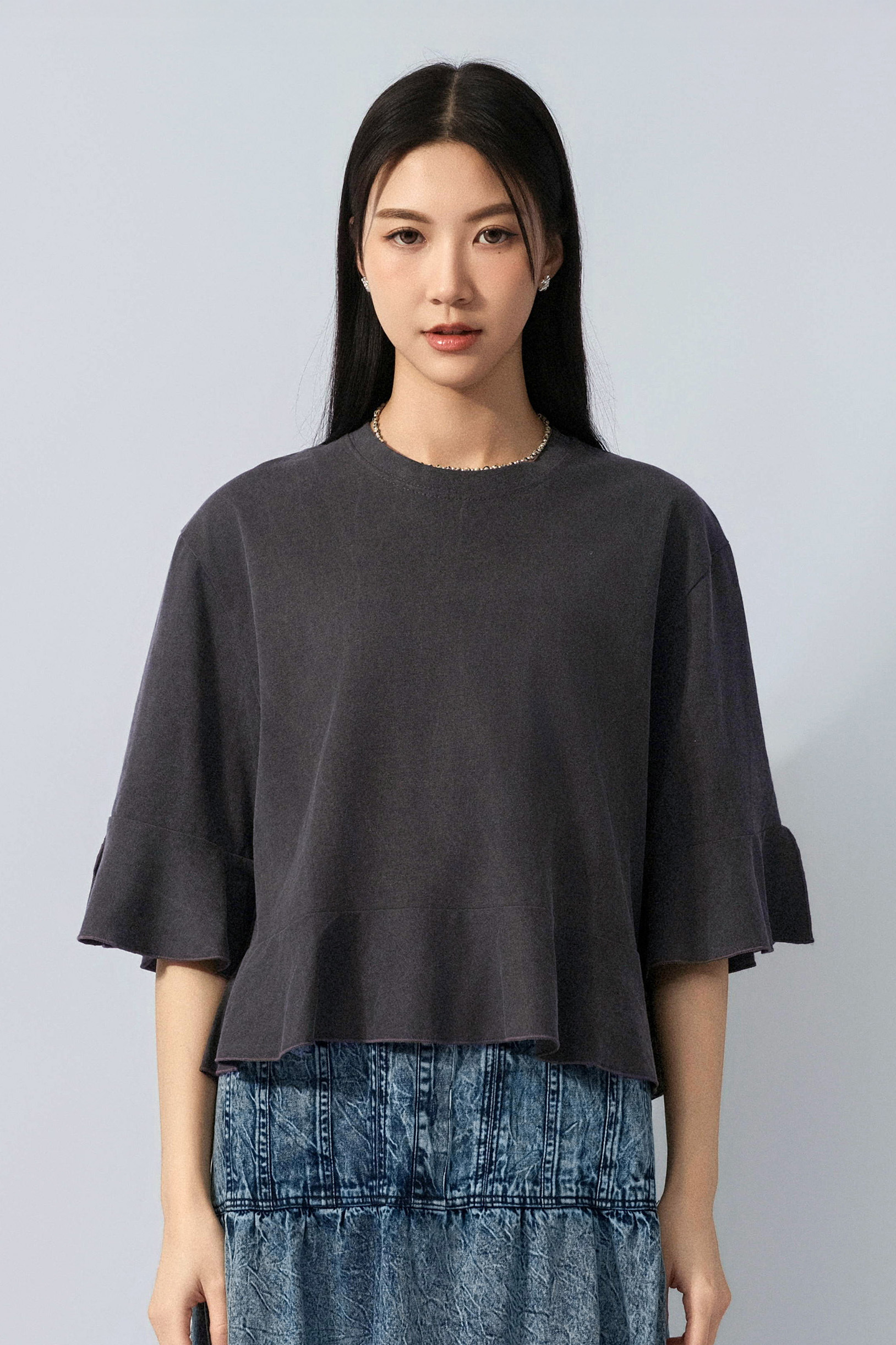 荷葉腳洗水棉tee (預購產品）