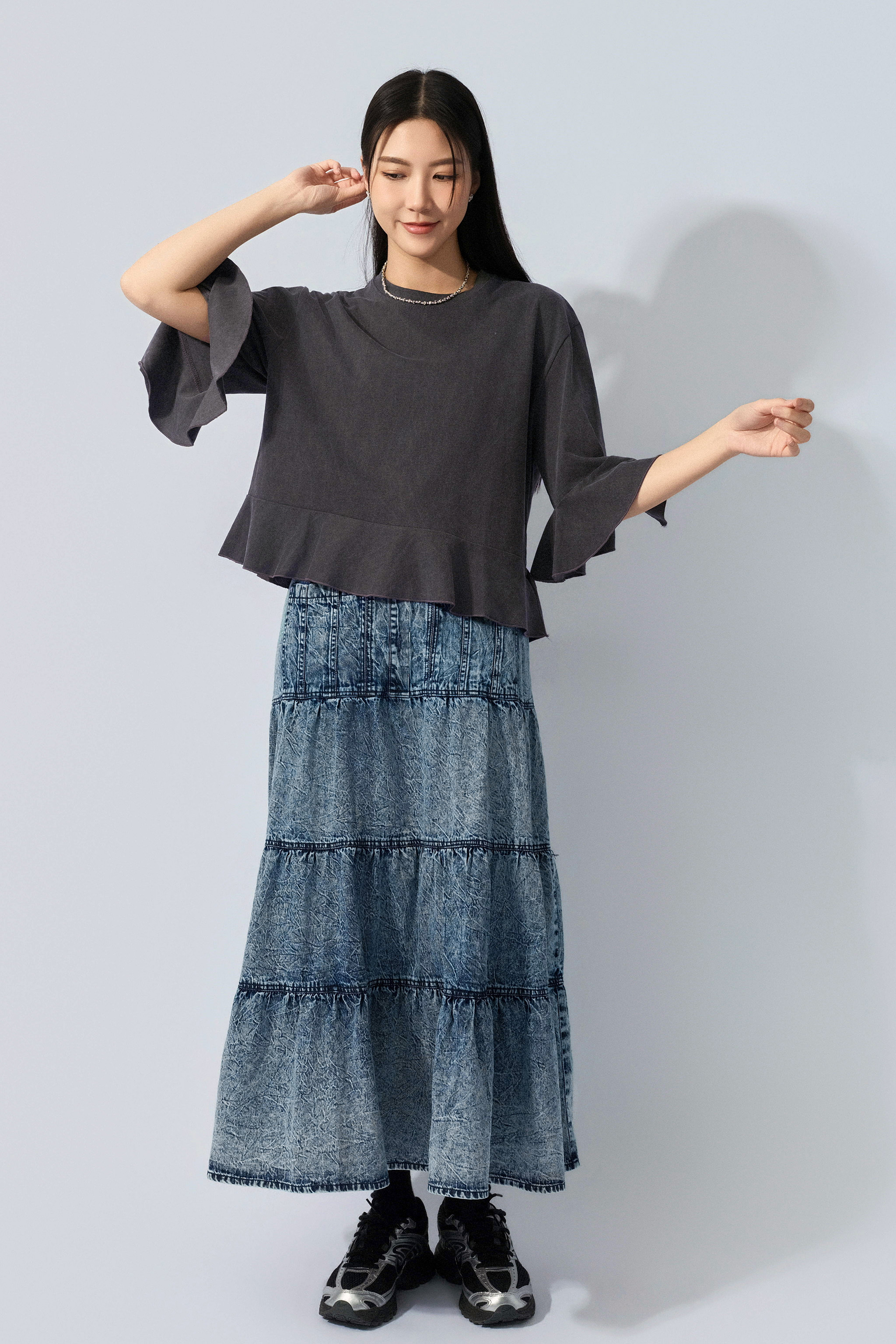 荷葉腳洗水棉tee (預購產品）