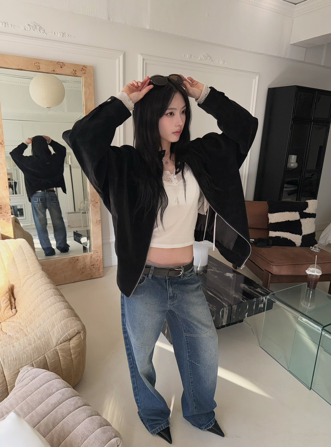 9.amez project Perry logo jacket 柏瑞小馬刺繡夾克(black)