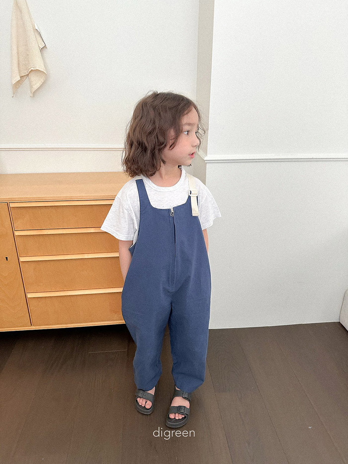 正韓夏Digreenkids 兩色工裝拉鍊吊帶褲