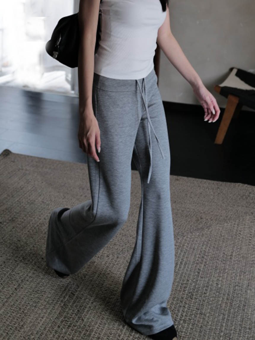 素面抽繩巨顯瘦喇叭休閒褲*3色