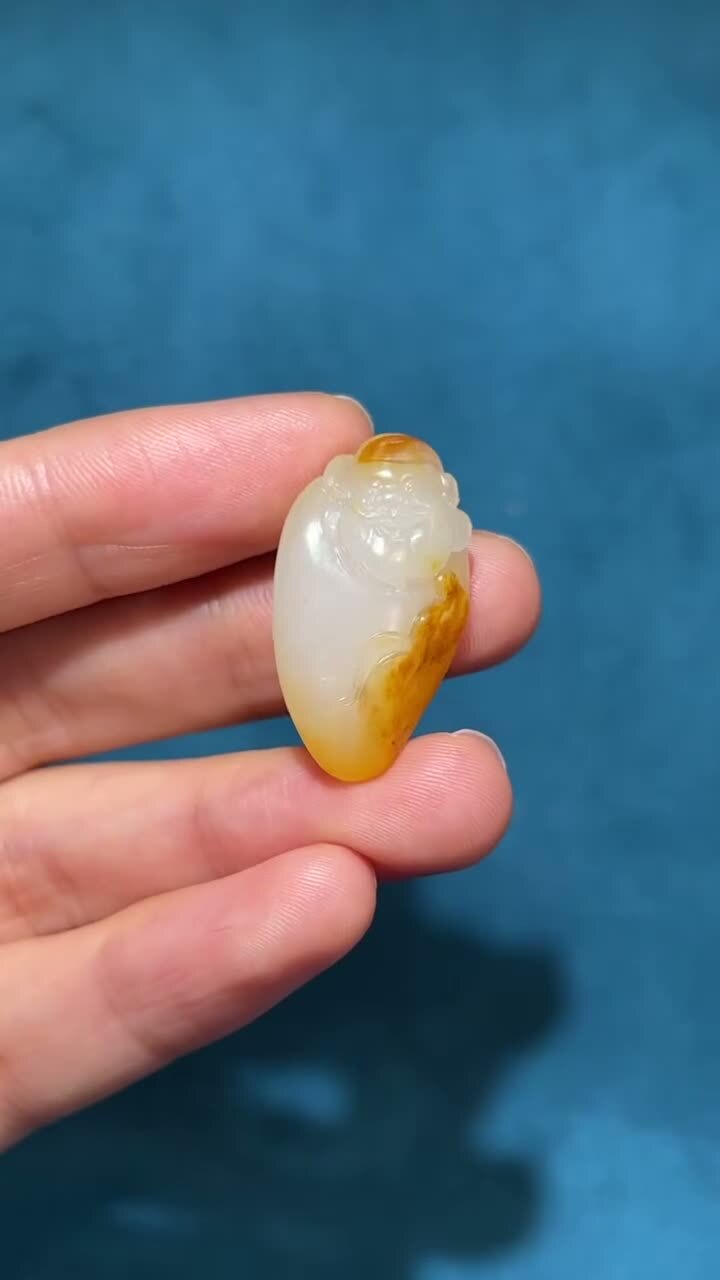 和田玉籽料財神,天然和田玉軟玉
