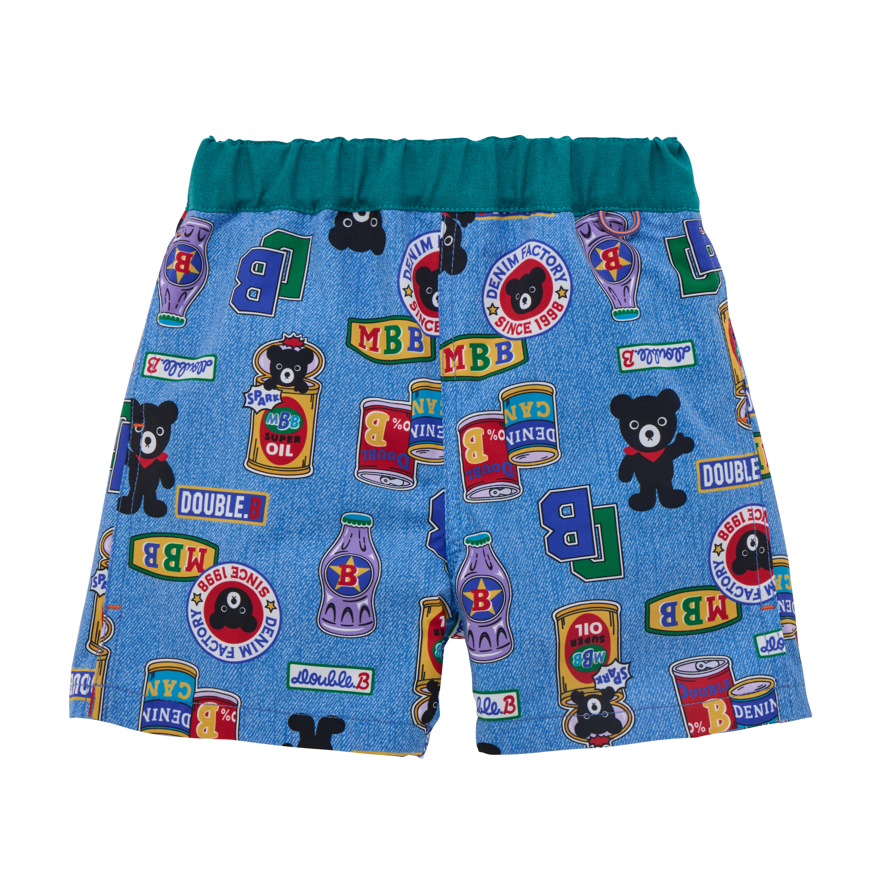 DOUBLE_B 汽水瓶印花五分褲-藍色