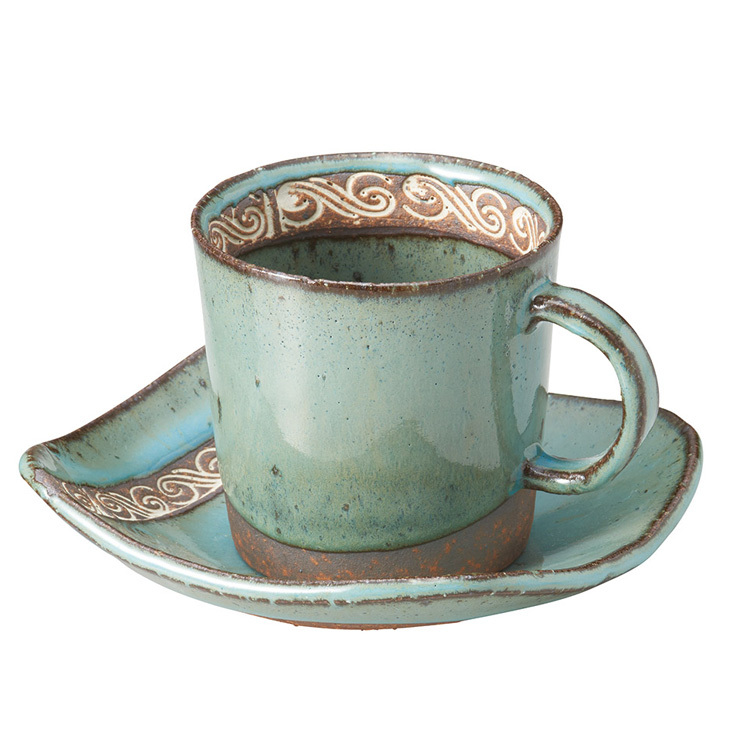 Ricamo如意浮紋杯碟組(265ML)｜美濃燒