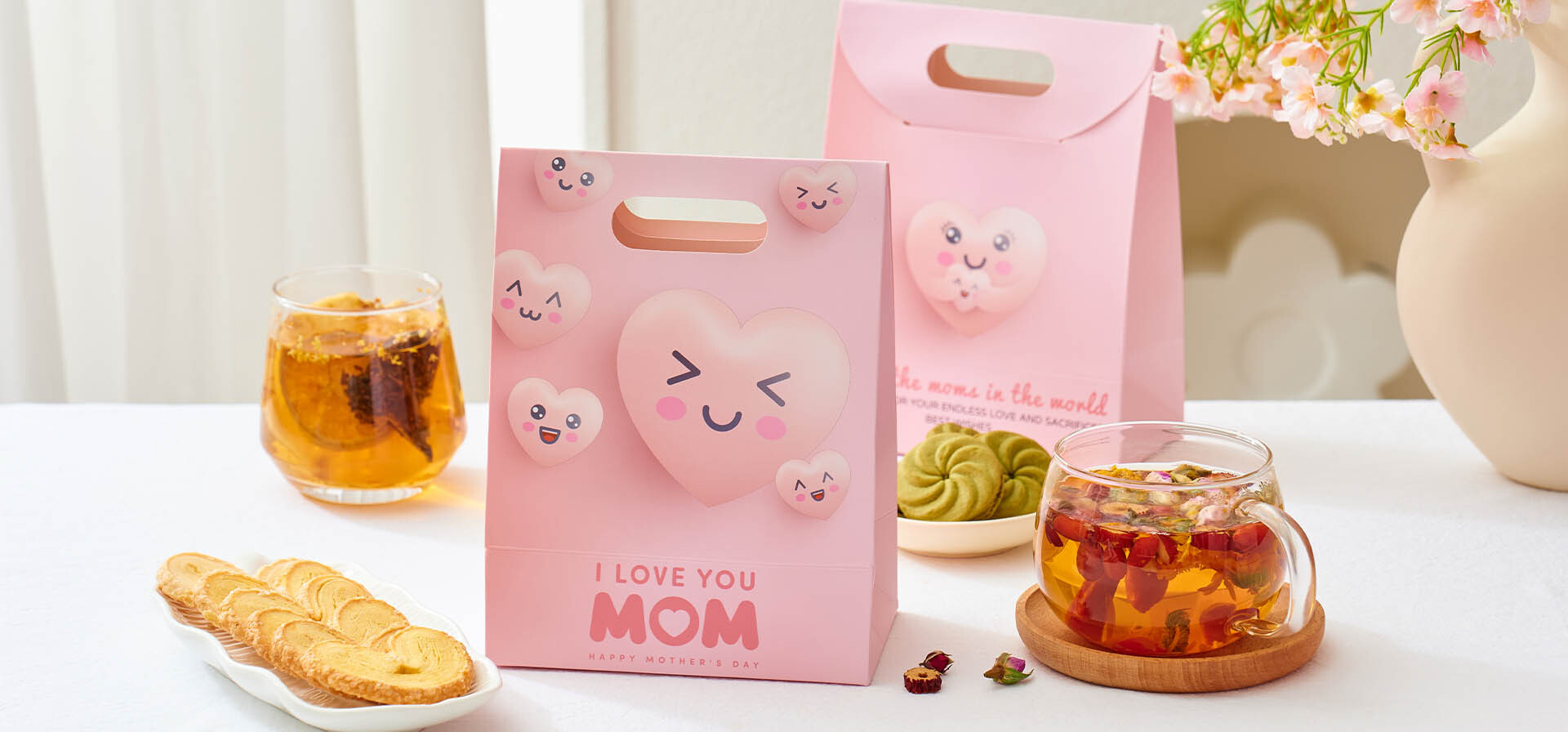 豪華綜合母親節禮盒-養生花茶蝴蝶酥曲奇三款經典組合