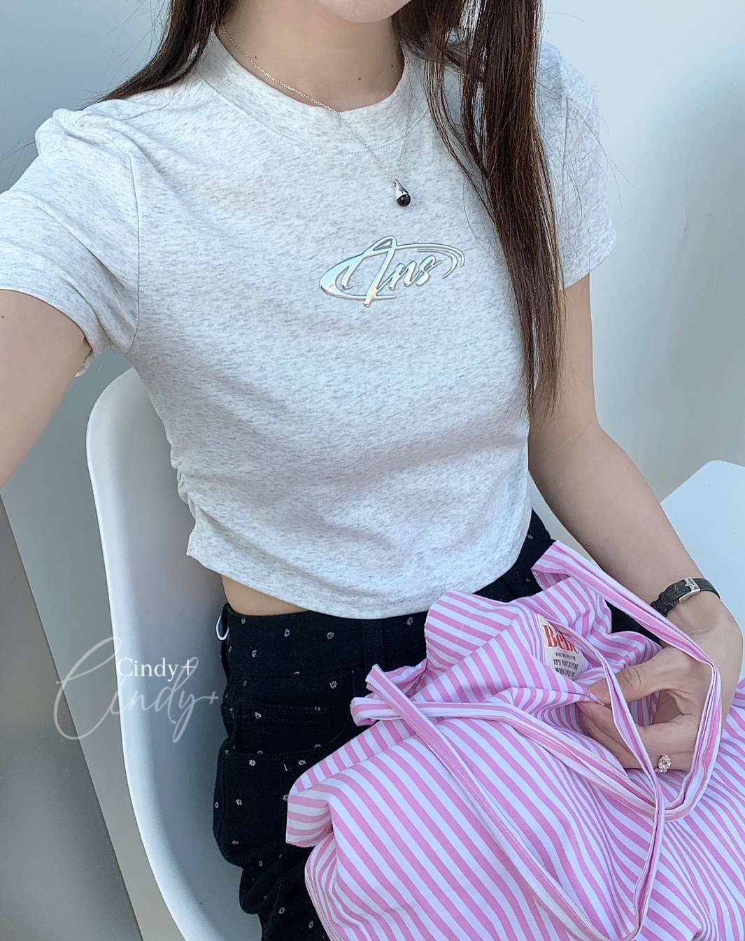 燙銀INS側皺短版棉質衣