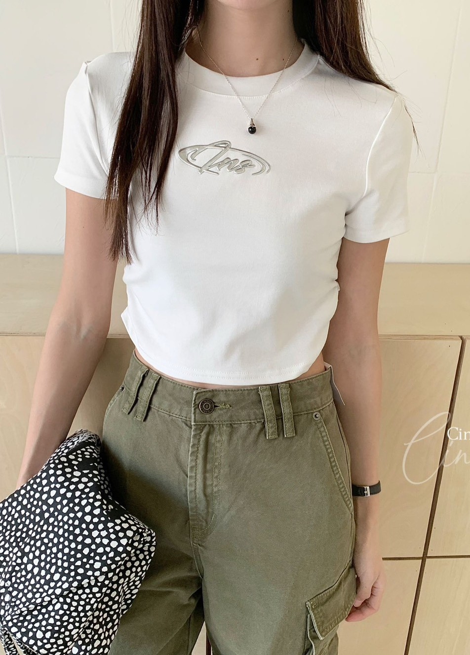 燙銀INS側皺短版棉質衣