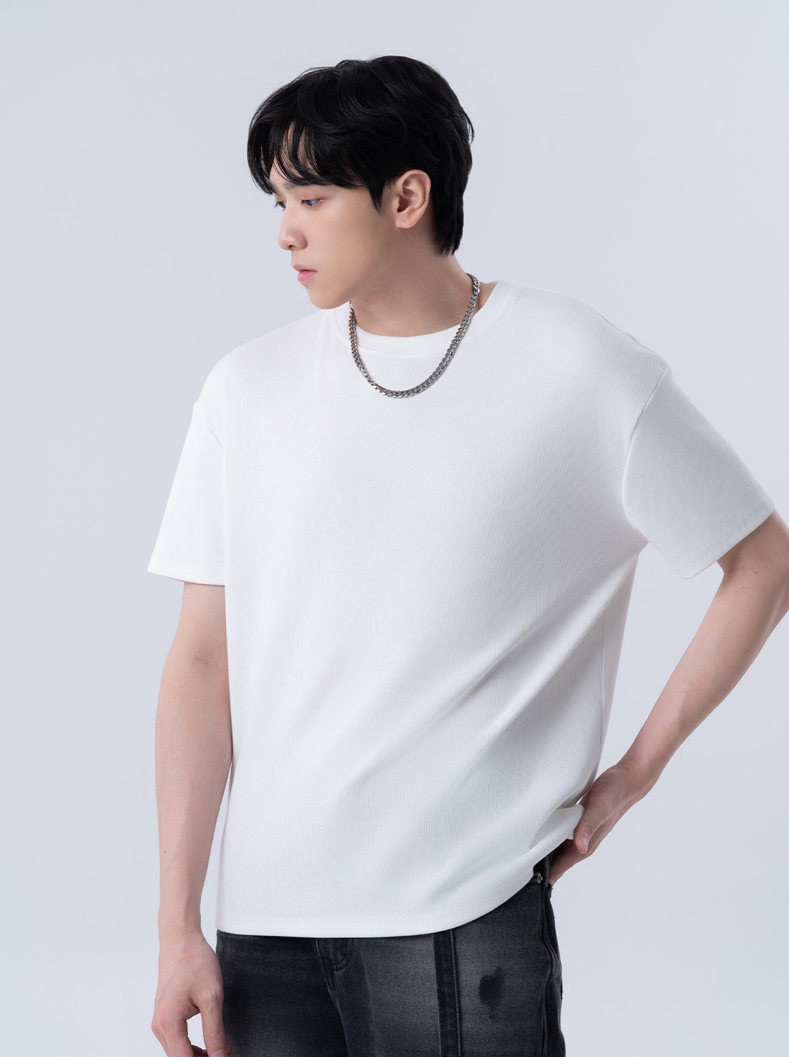 簡約親膚棉質肌理感圓領上衣