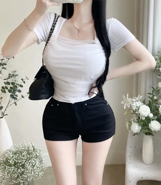 方領接網紗坑紋罩杯衣