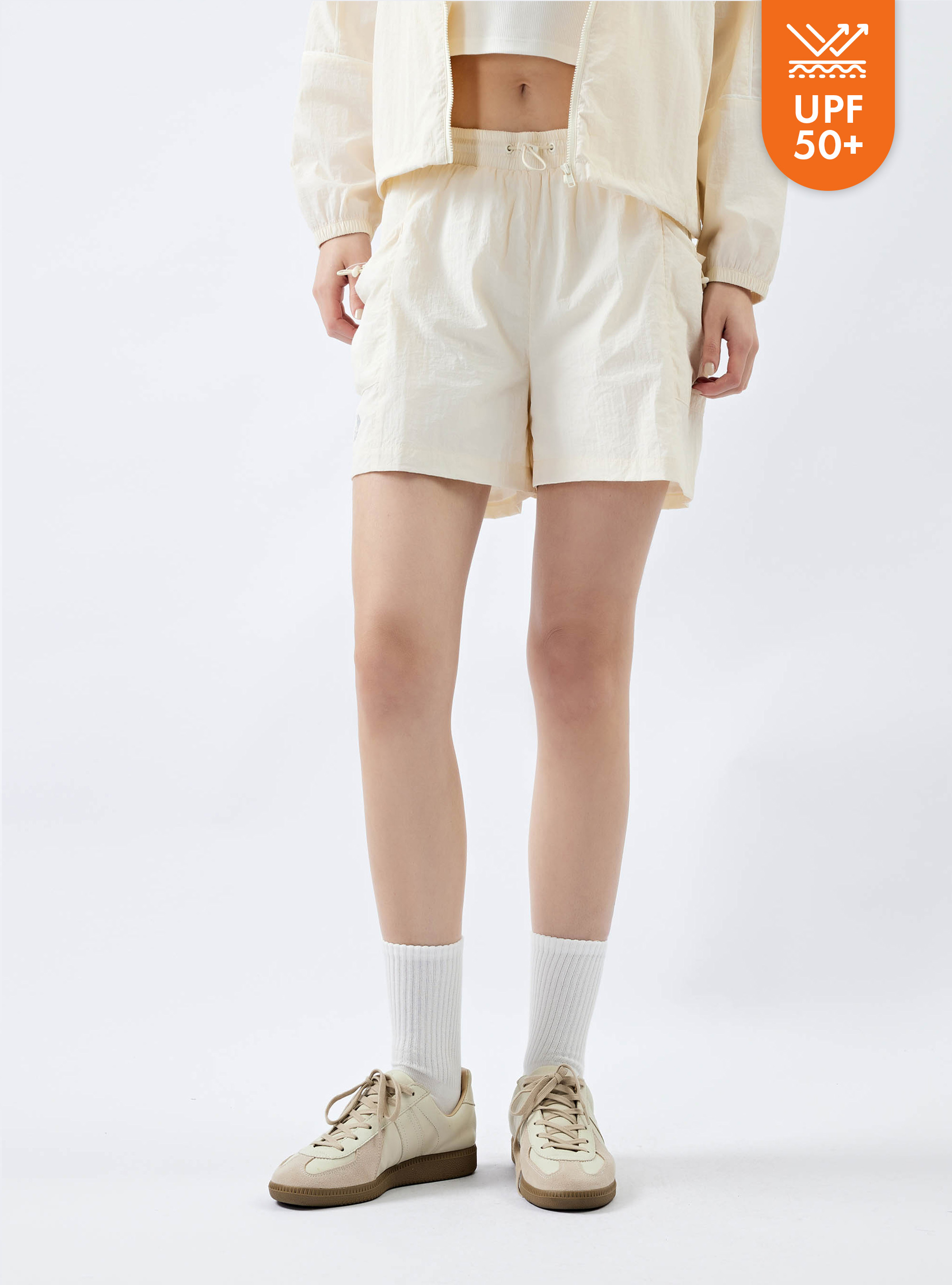 女款 抽繩防潑水抗UV運動短褲