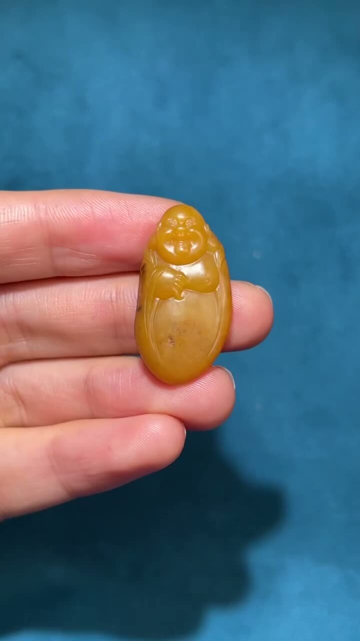 和田玉籽料笑佛,天然和田玉軟玉