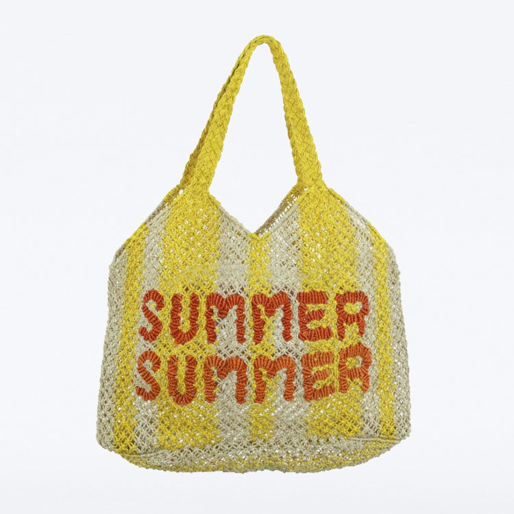 英國 The Jacksons 手工編織字母Drew條紋包 Summer (黃)