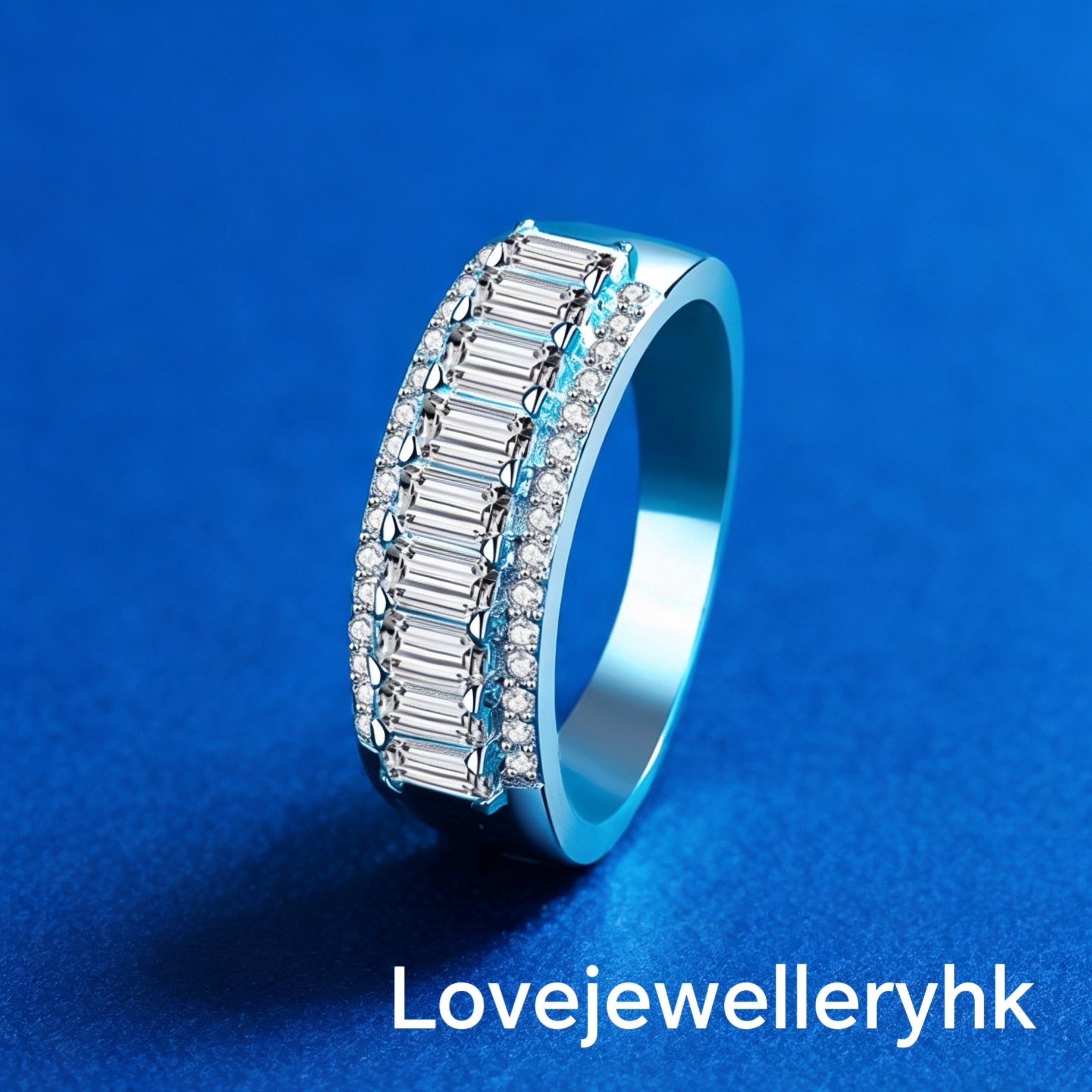 全莫桑鑽方形排戒      R189C092