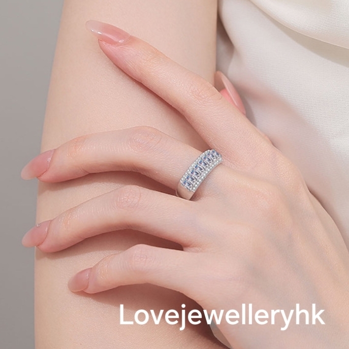 全莫桑鑽方形排戒      R189C092