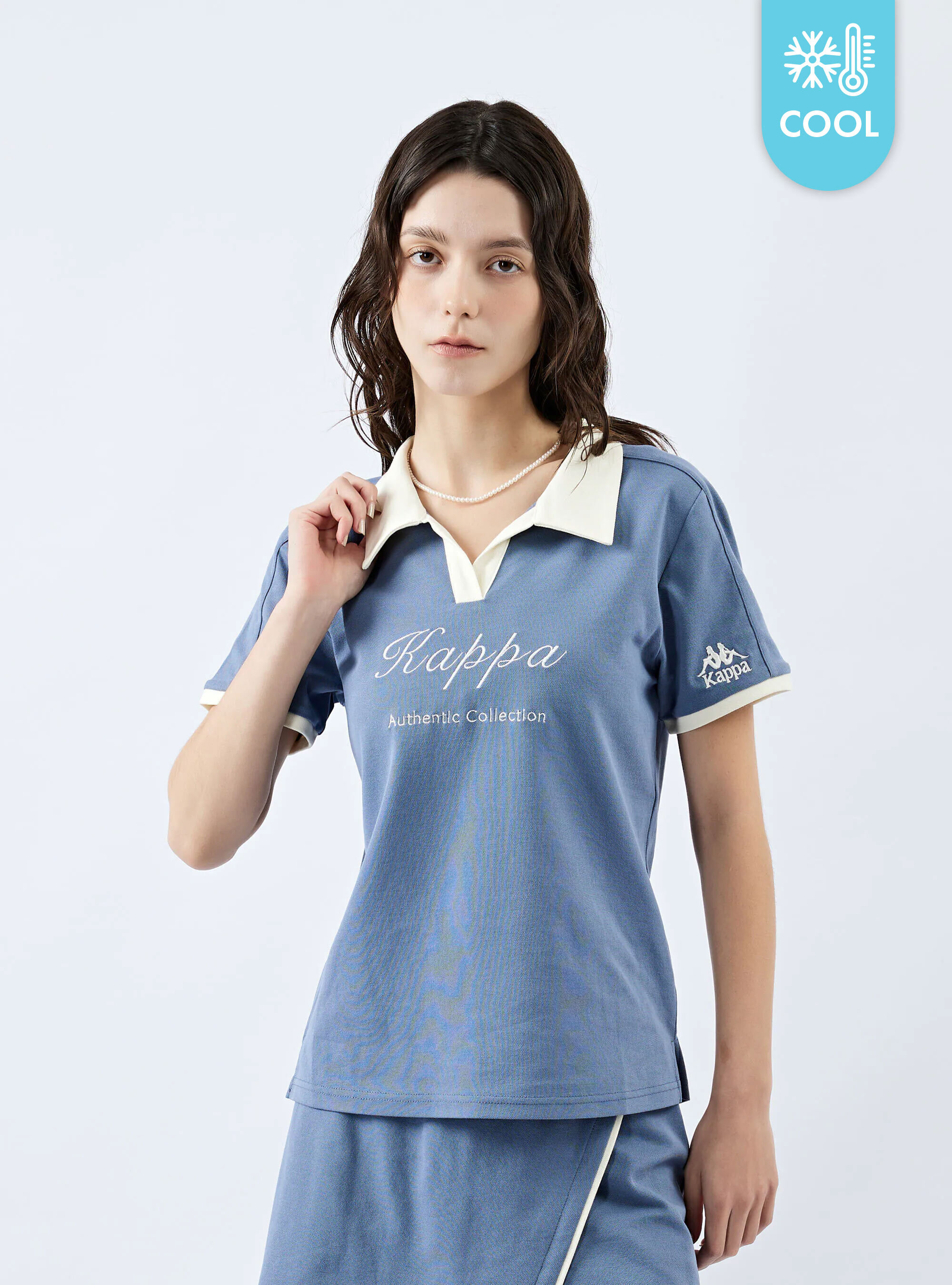 女款 小V領涼感修身短袖POLO衫