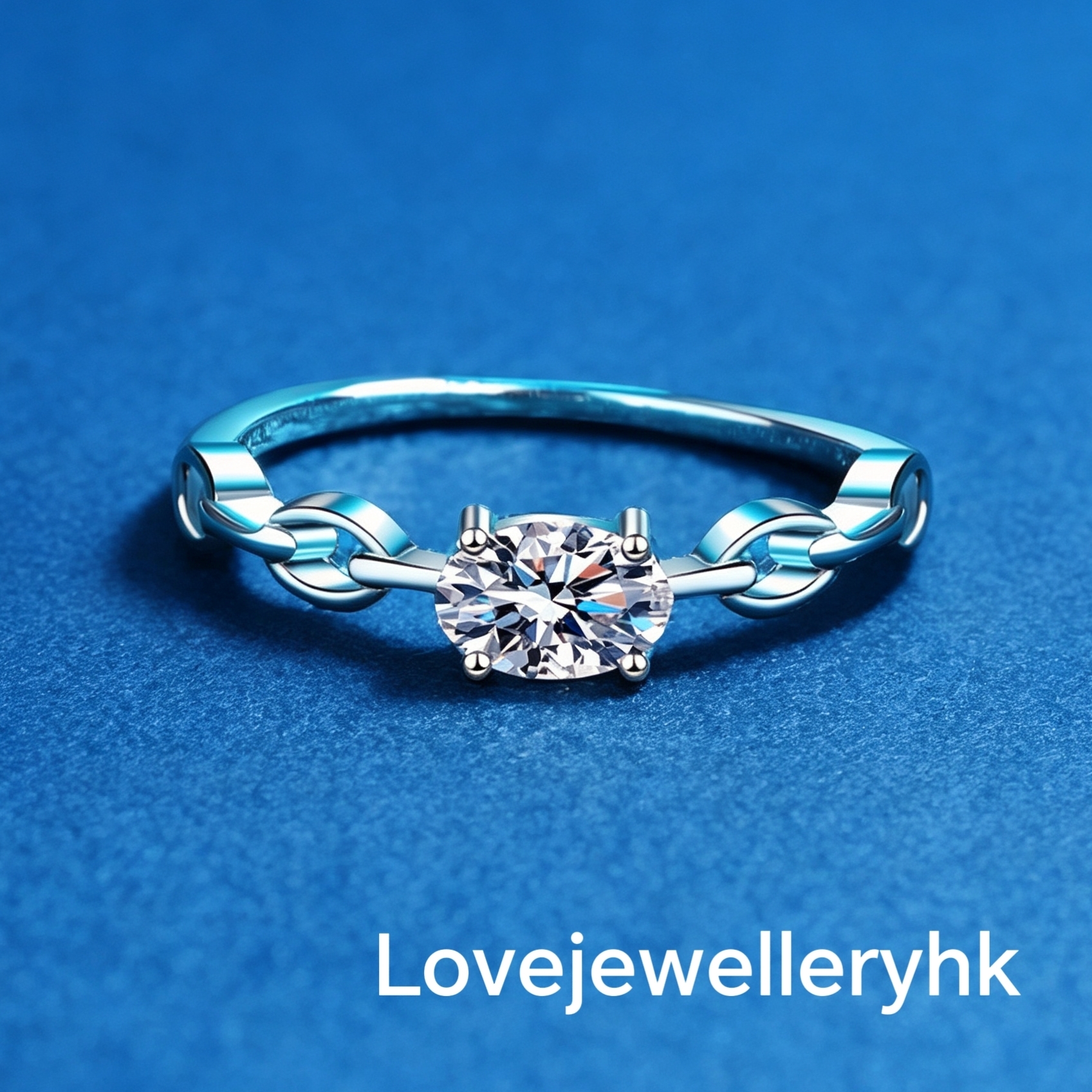 蛋形莫桑鑽50份戒指     R05C050