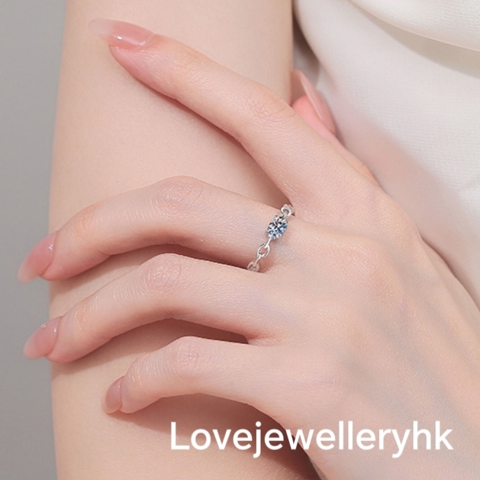 蛋形莫桑鑽50份戒指     R05C050