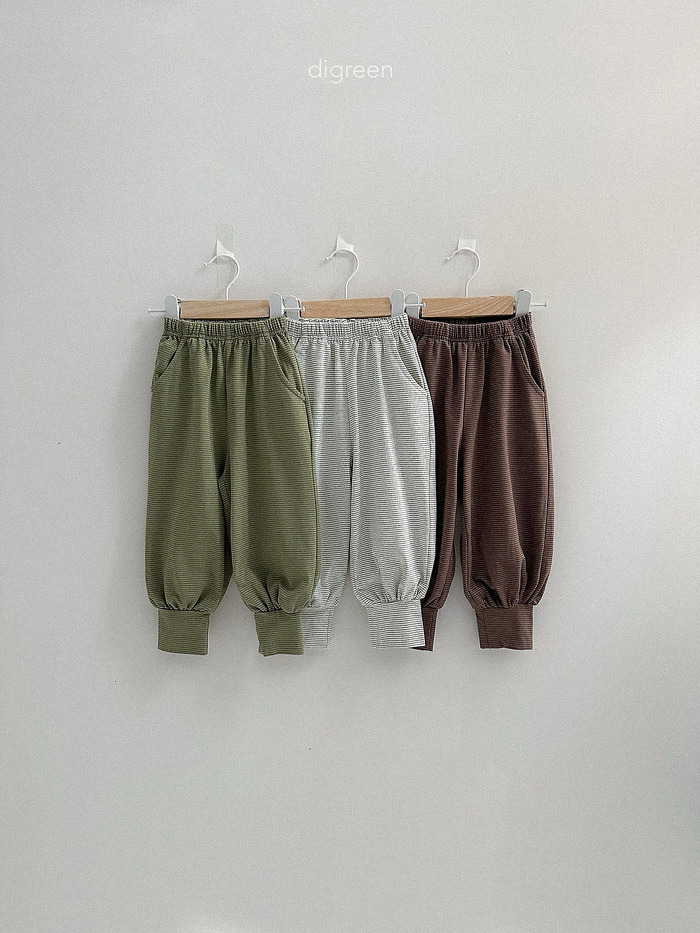 正韓夏Digreenkids 三色細條紋運動褲