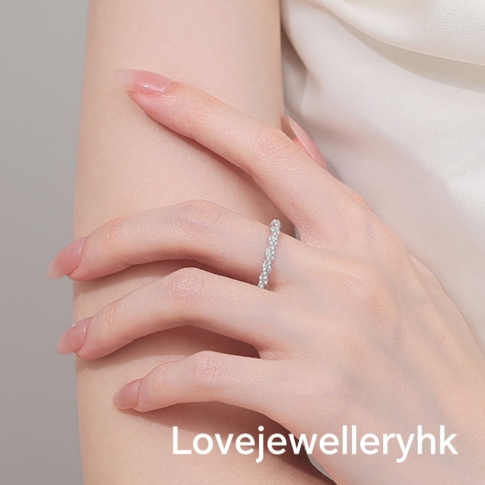 全莫桑鑽麻花排戒        R057C032